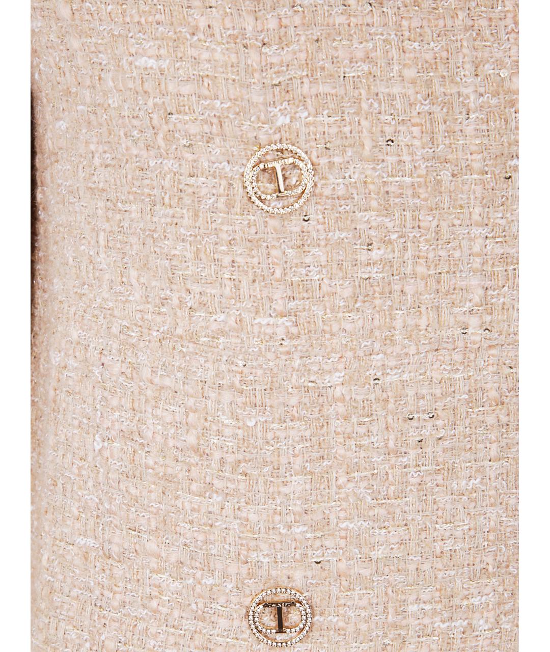 TWIN-SET Бежевое шерстяное пальто, фото 3