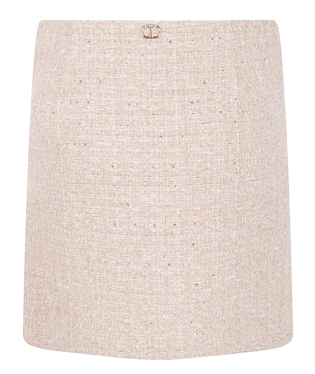 TWIN-SET Бежевая полиэстеровая юбка мини, фото 2