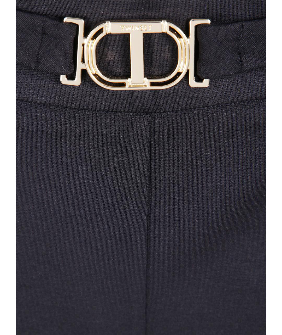 TWIN-SET Черные вискозные брюки узкие, фото 3