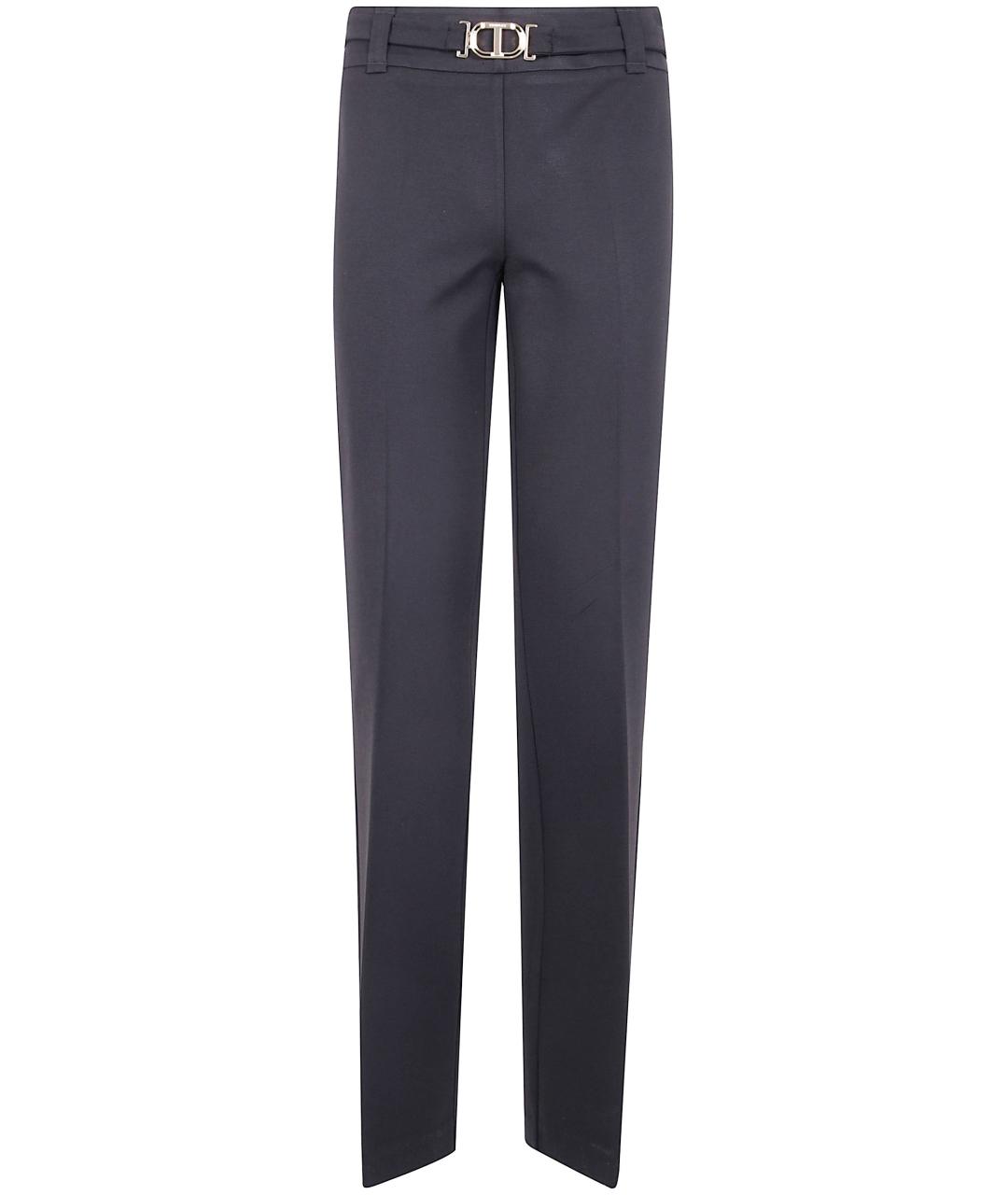 TWIN-SET Черные вискозные брюки узкие, фото 1