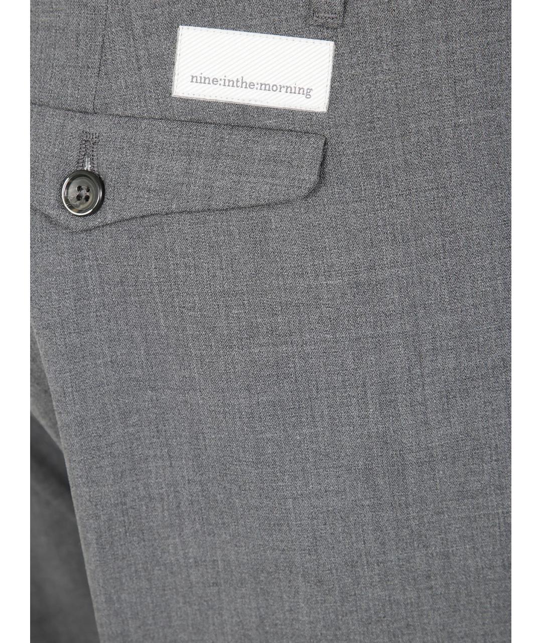 NINE IN THE MORNING Серые полиэстеровые брюки чинос, фото 3