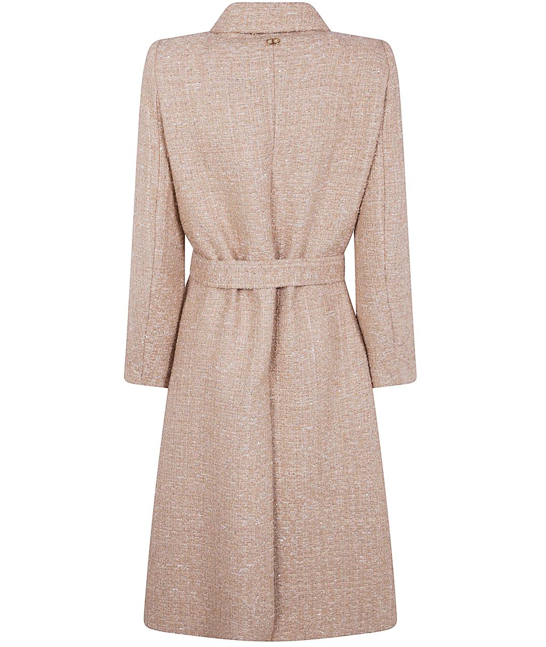 TWIN-SET Бежевое шерстяное пальто, фото 2