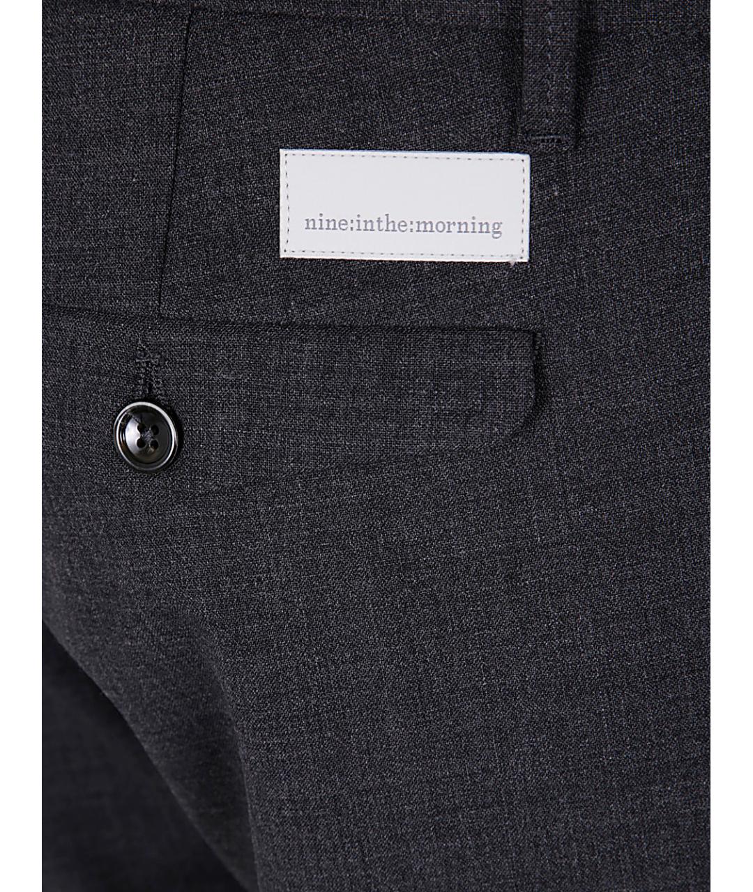 NINE IN THE MORNING Серые шерстяные повседневные брюки, фото 3