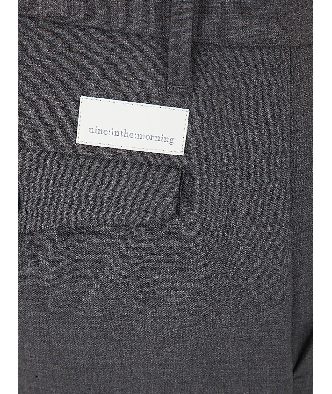 NINE IN THE MORNING Серые шерстяные повседневные брюки, фото 3