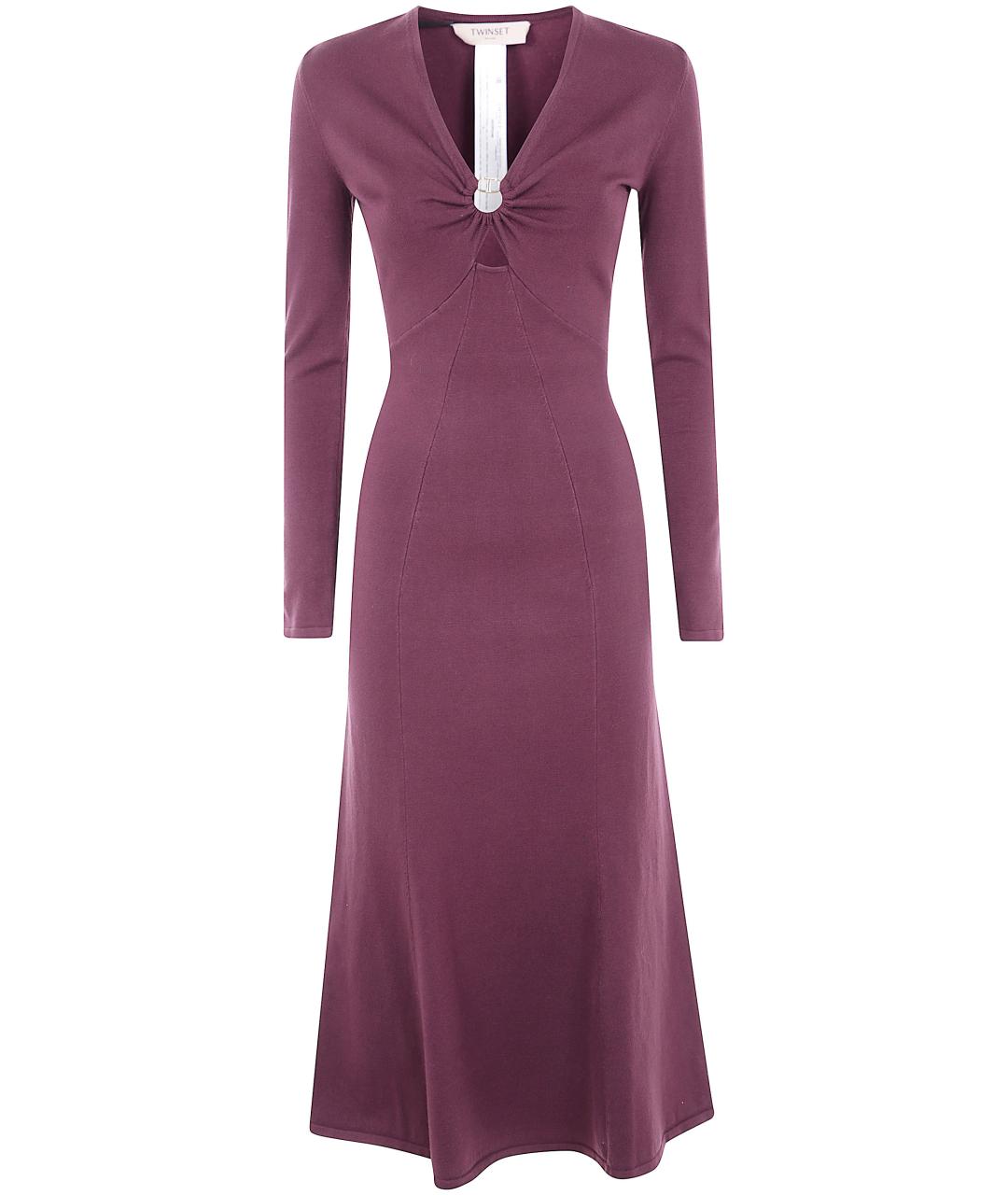 TWIN-SET Бордовое вискозное вечернее платье, фото 1