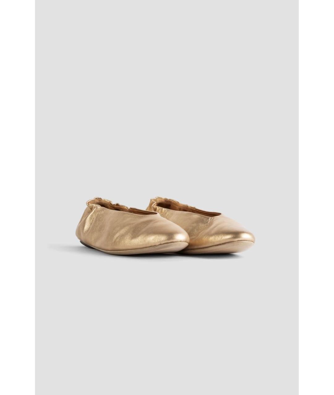 MARSELL Золотые кожаные балетки, фото 2