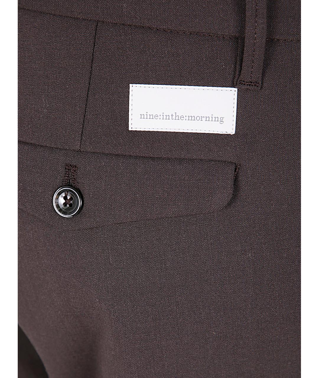 NINE IN THE MORNING Коричневые шерстяные повседневные брюки, фото 3