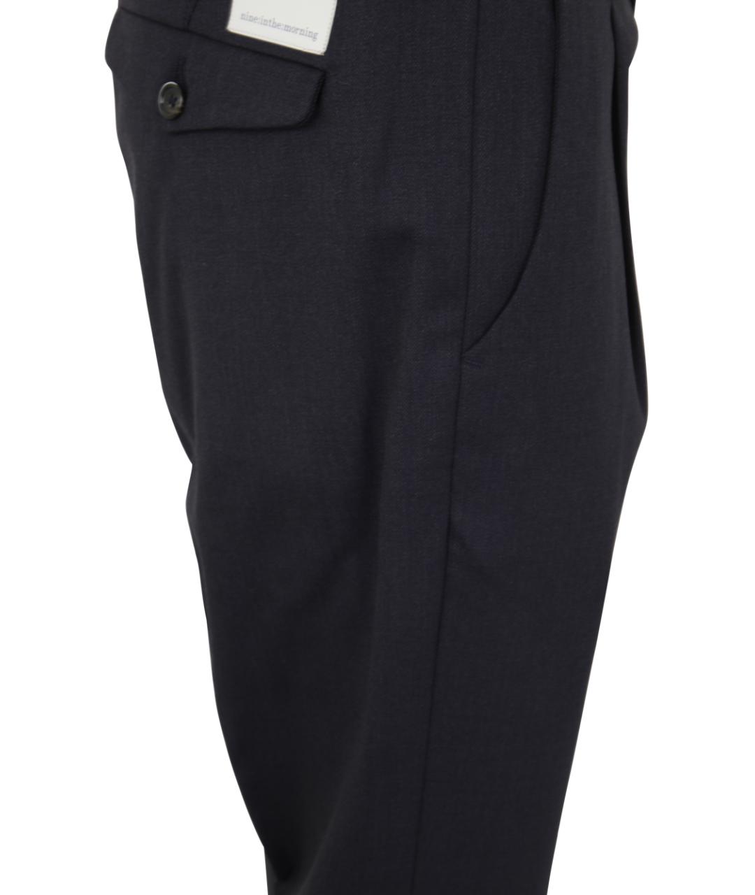 NINE IN THE MORNING Синие шерстяные повседневные брюки, фото 3