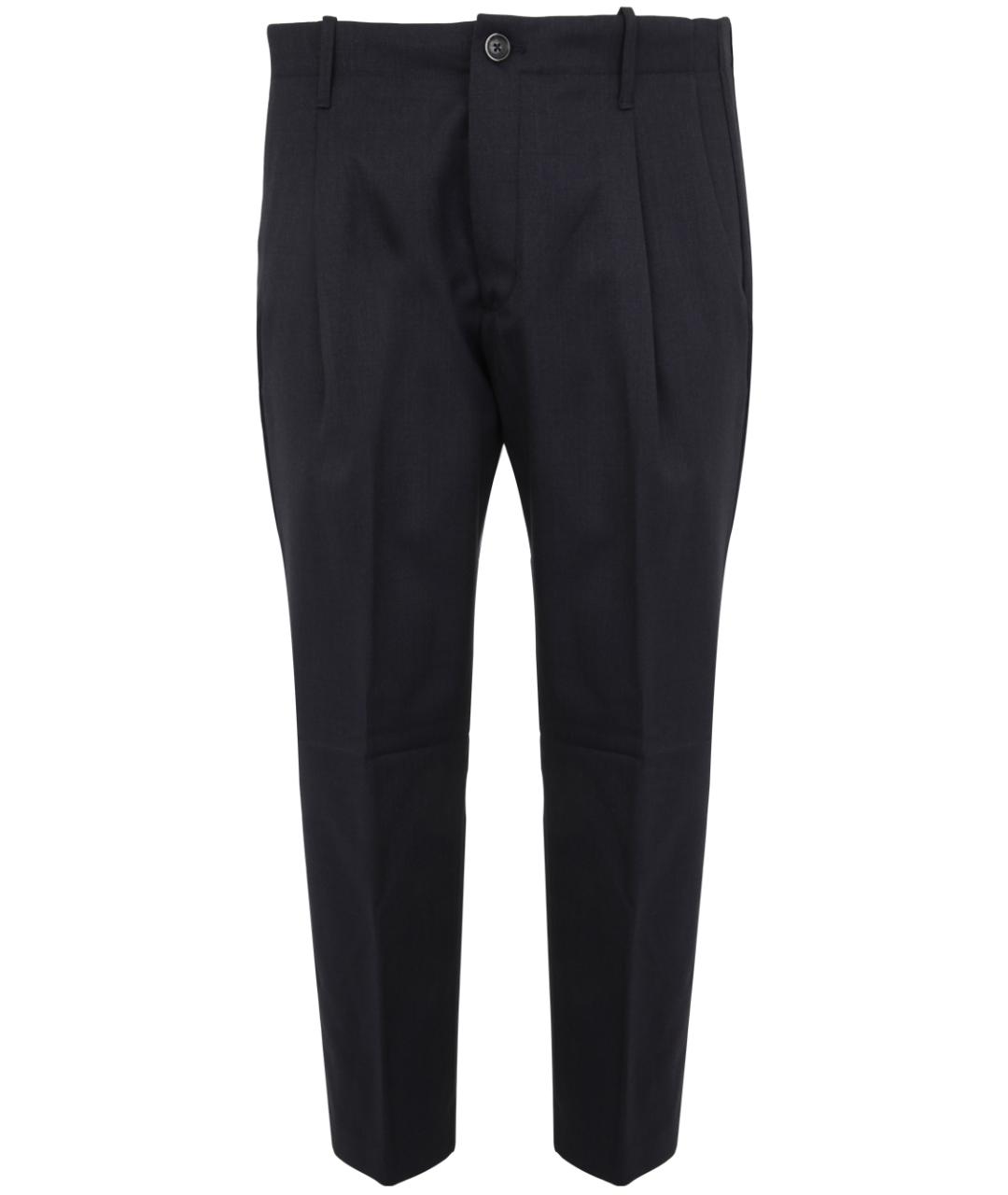 NINE IN THE MORNING Синие шерстяные повседневные брюки, фото 1