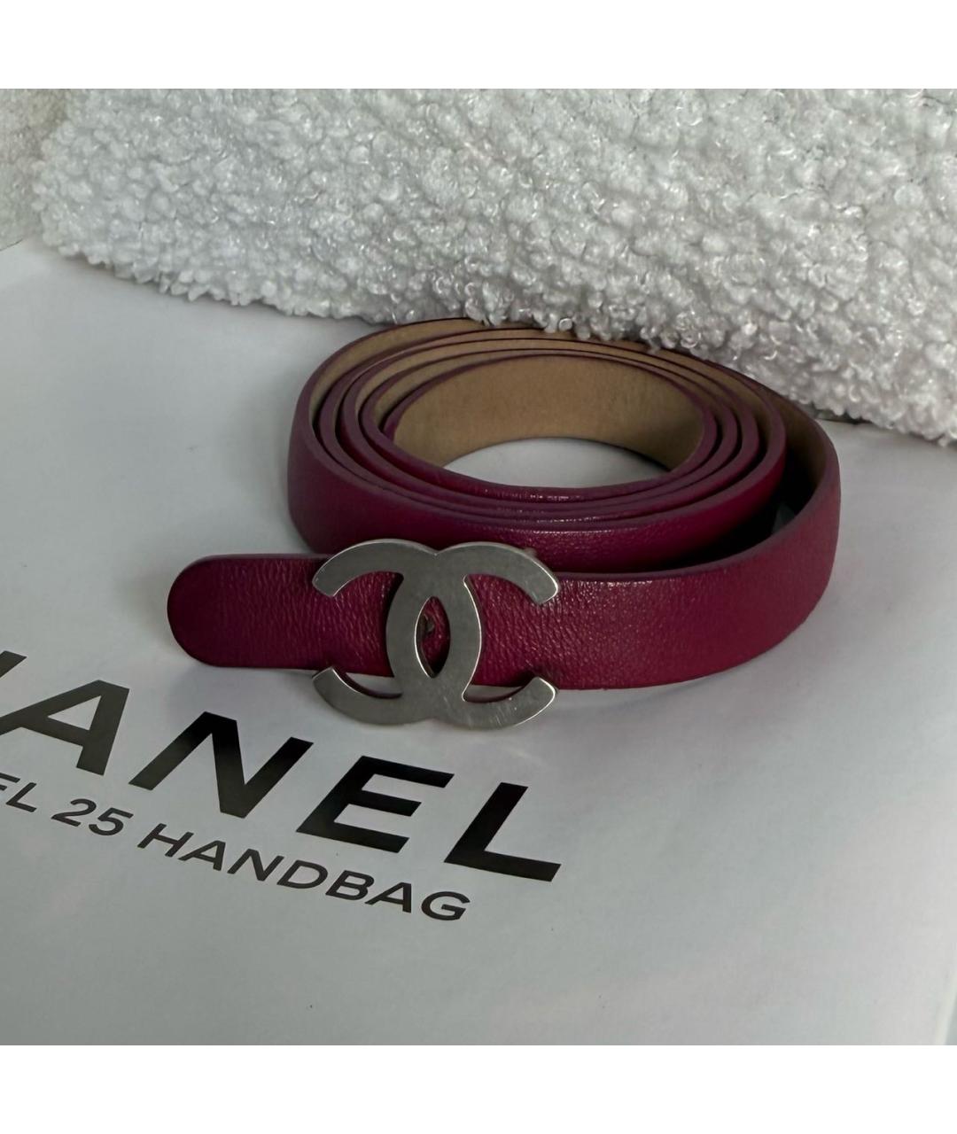 CHANEL Бордовый кожаный ремень, фото 2