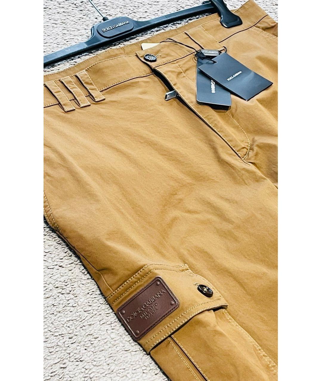 DOLCE&GABBANA Горчичные хлопко-эластановые повседневные брюки, фото 6