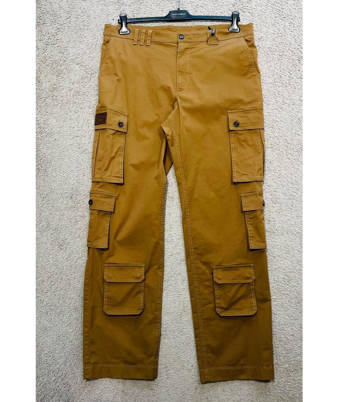 DOLCE&GABBANA Горчичные хлопко-эластановые повседневные брюки, фото 8