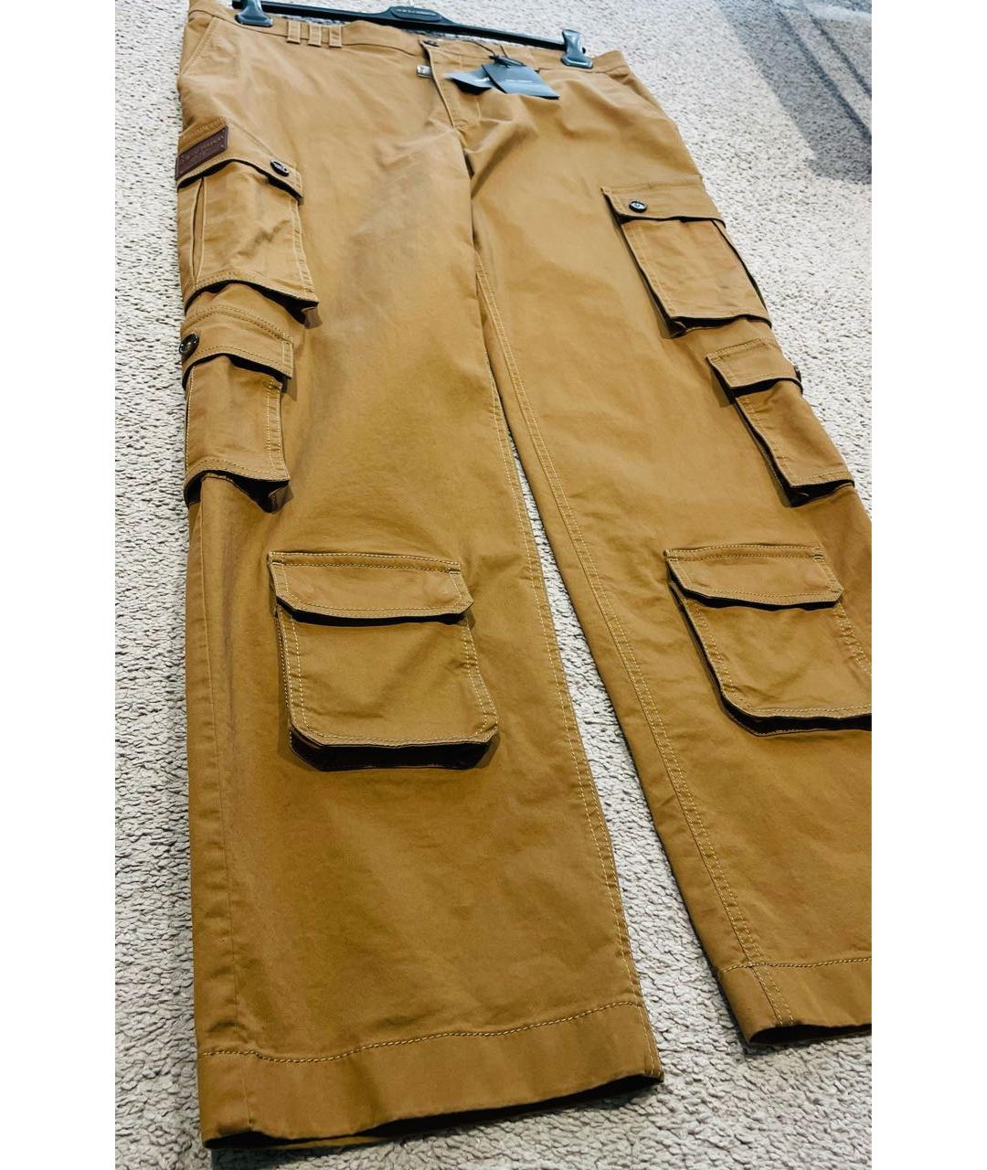 DOLCE&GABBANA Горчичные хлопко-эластановые повседневные брюки, фото 7