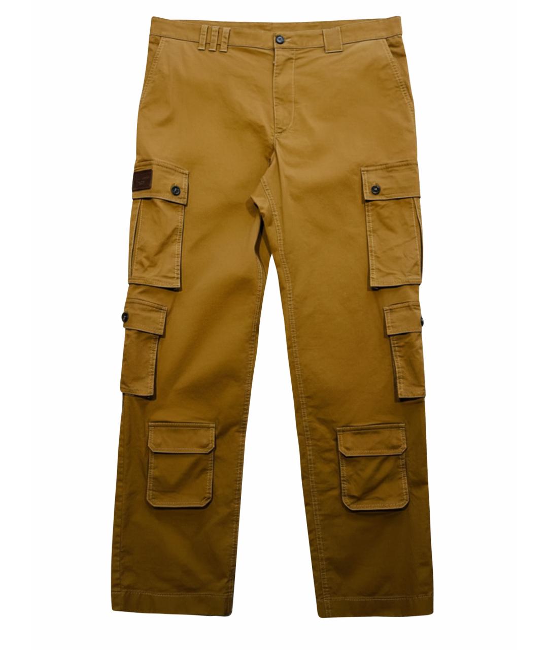 DOLCE&GABBANA Горчичные хлопко-эластановые повседневные брюки, фото 1