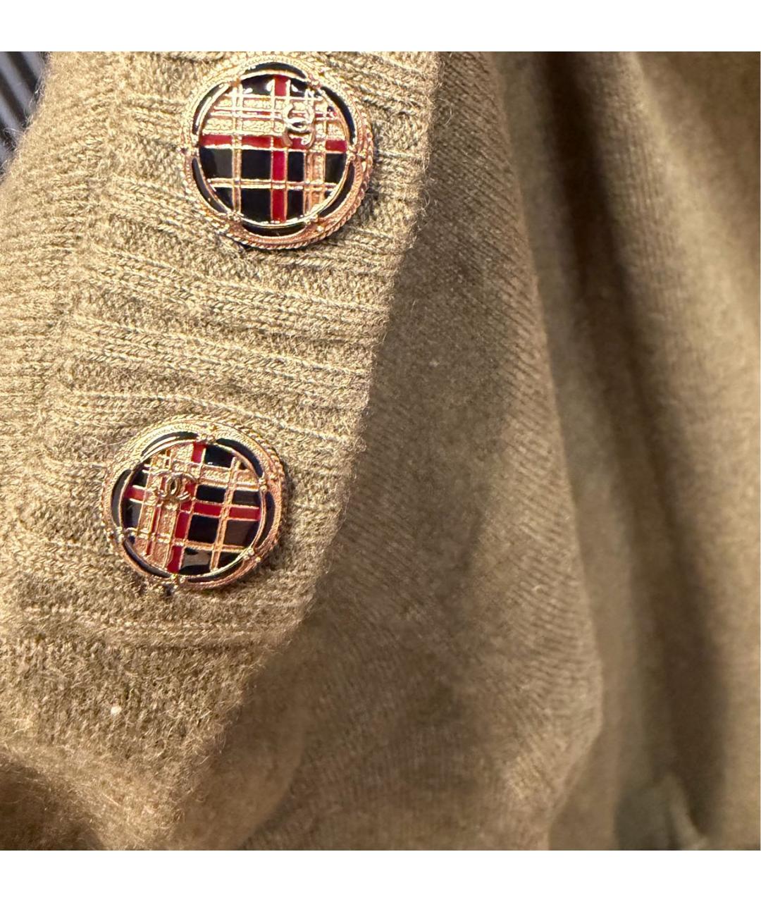 CHANEL Хаки кашемировый джемпер / свитер, фото 3