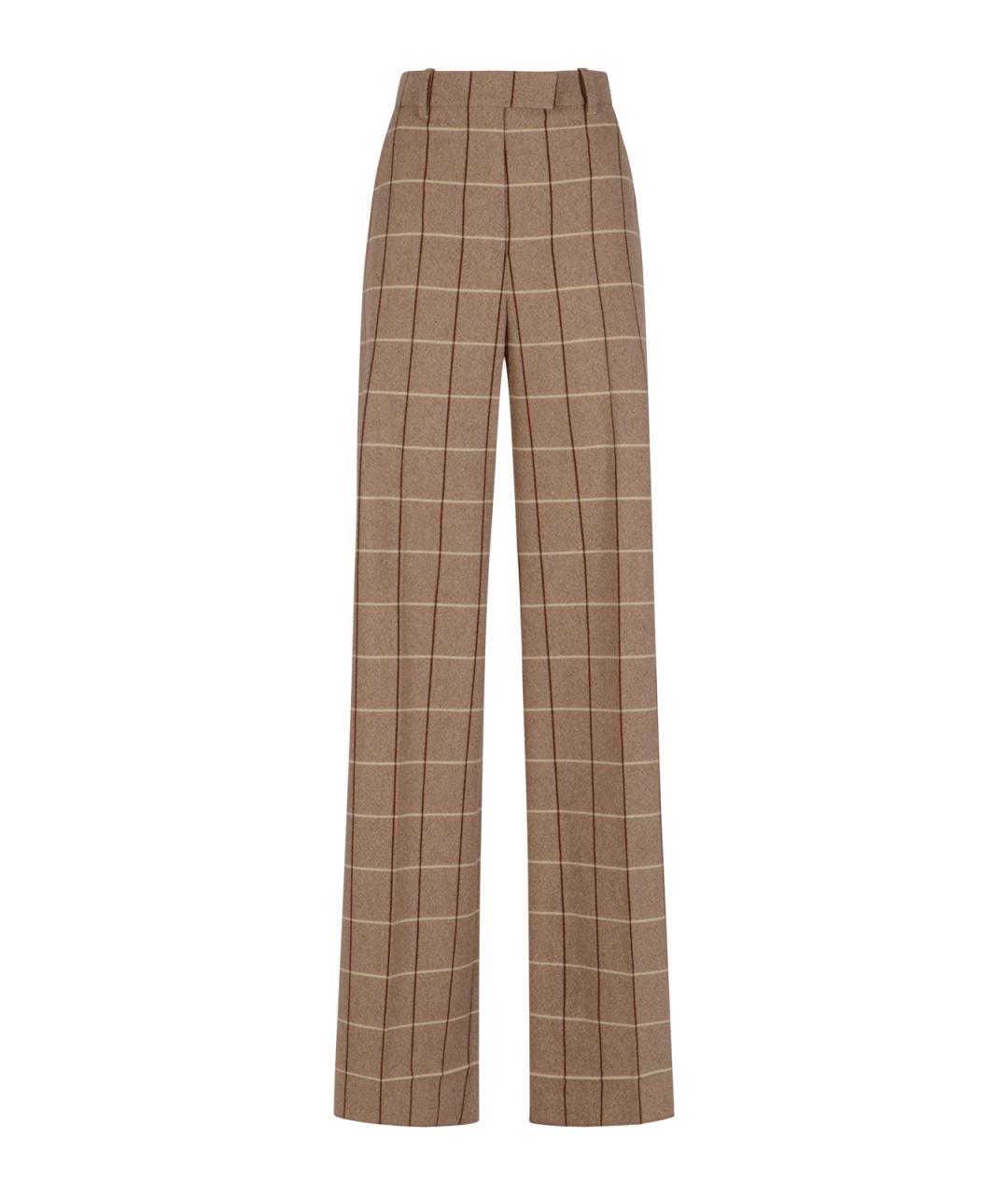 VALENTINO Бежевые шерстяные прямые брюки, фото 1