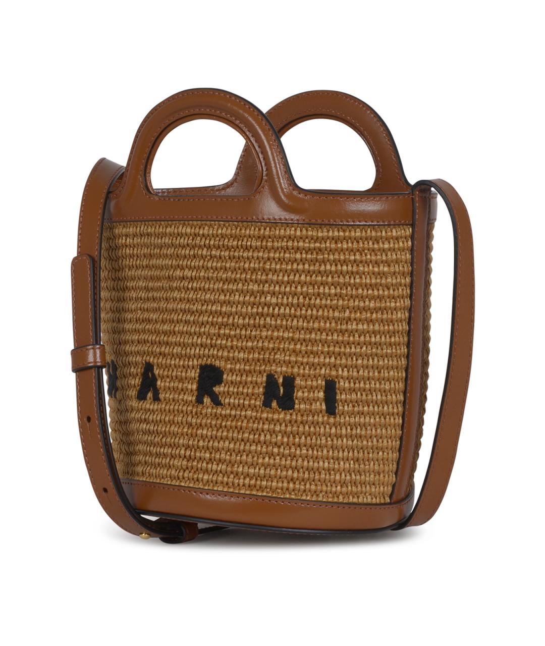 MARNI Коричневая пелетеная сумка тоут, фото 2