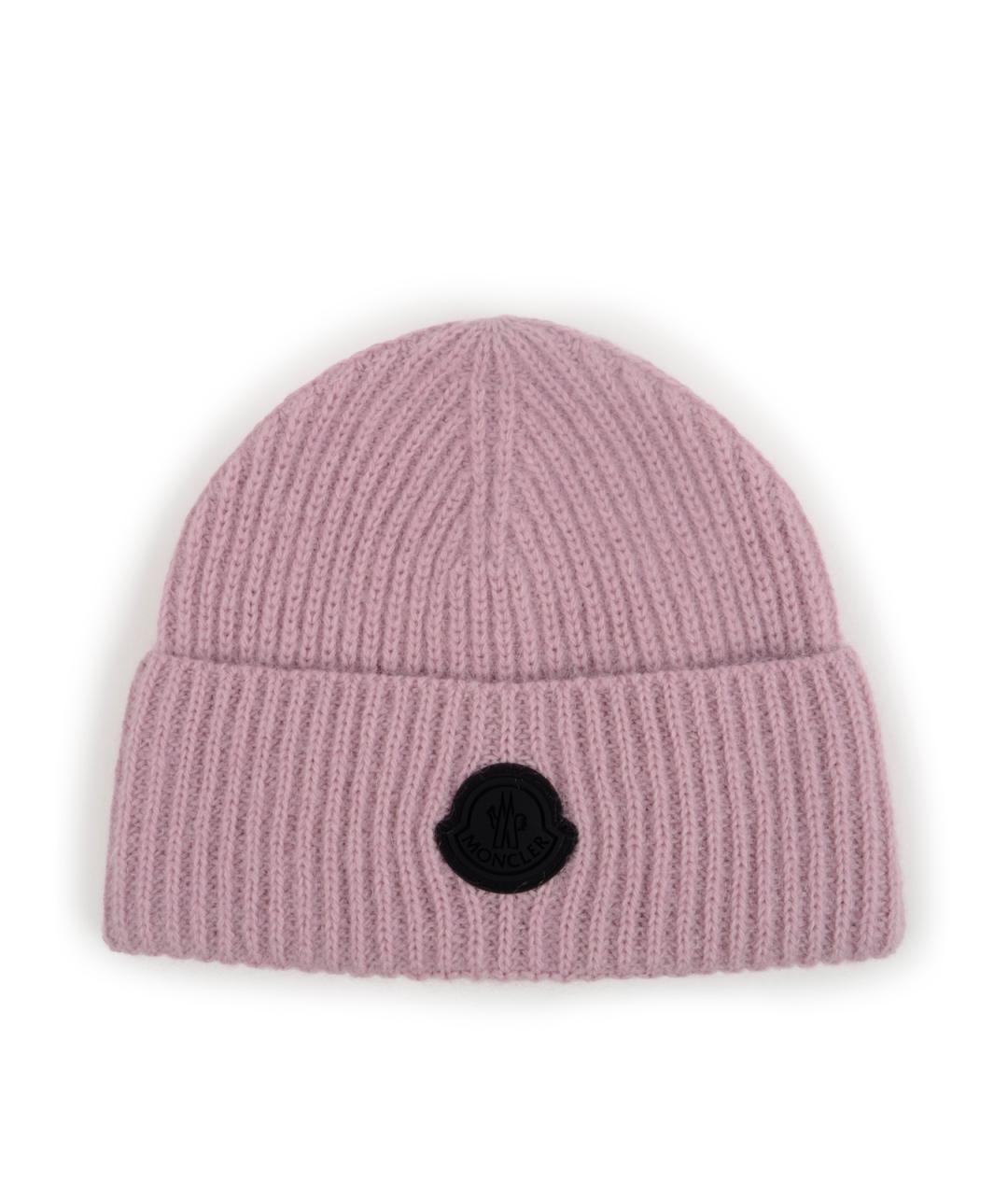 MONCLER Розовая шерстяная шапка, фото 1