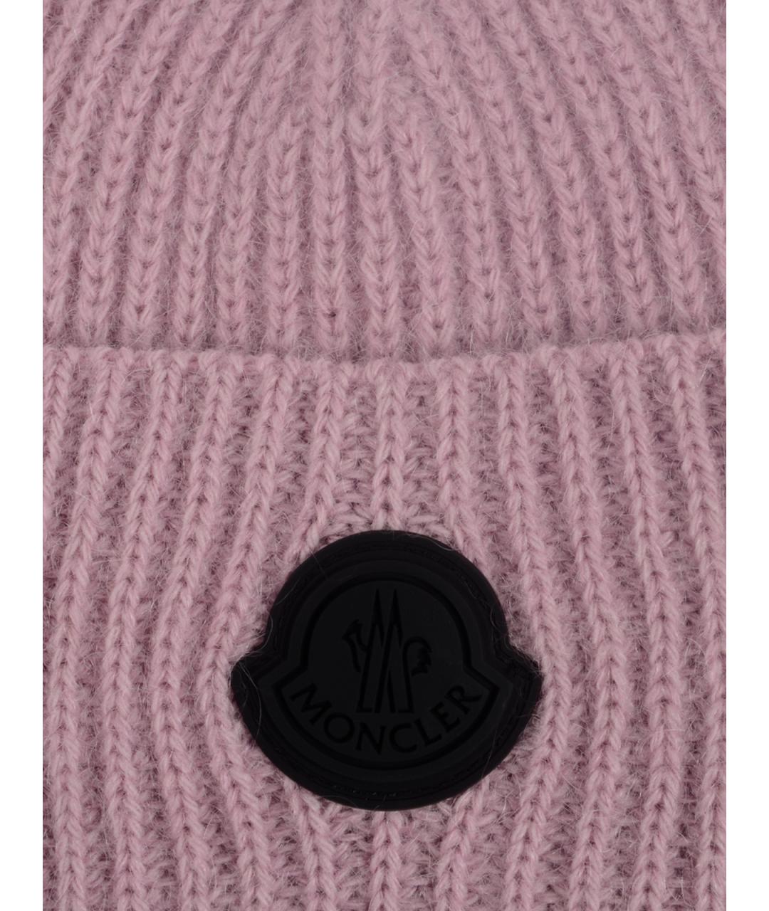 MONCLER Розовая шерстяная шапка, фото 3