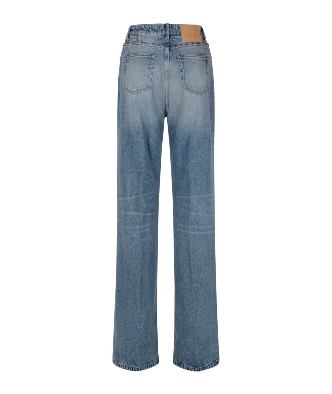 Ami Paris Синие хлопковые прямые джинсы, фото 2