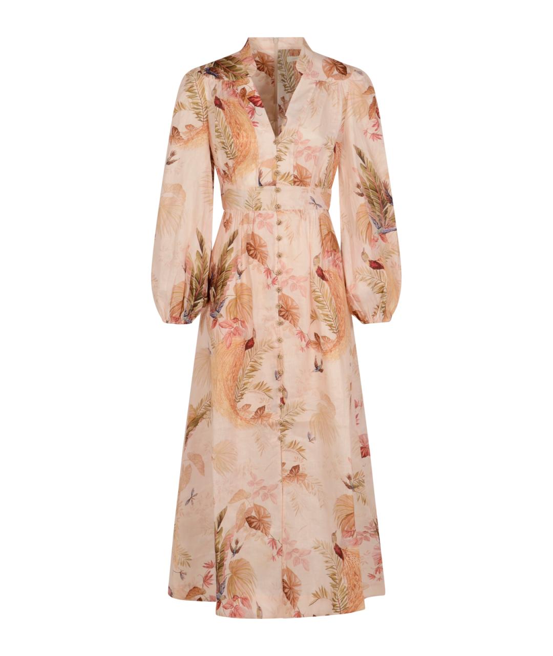 ZIMMERMANN Бежевое льняное повседневное платье, фото 1