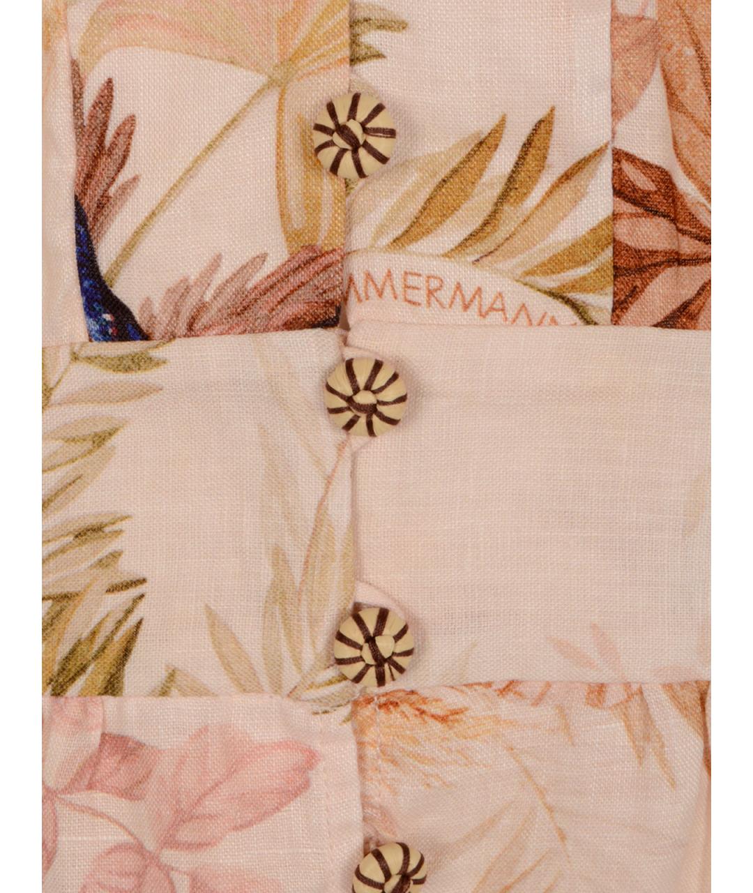 ZIMMERMANN Бежевое льняное повседневное платье, фото 3