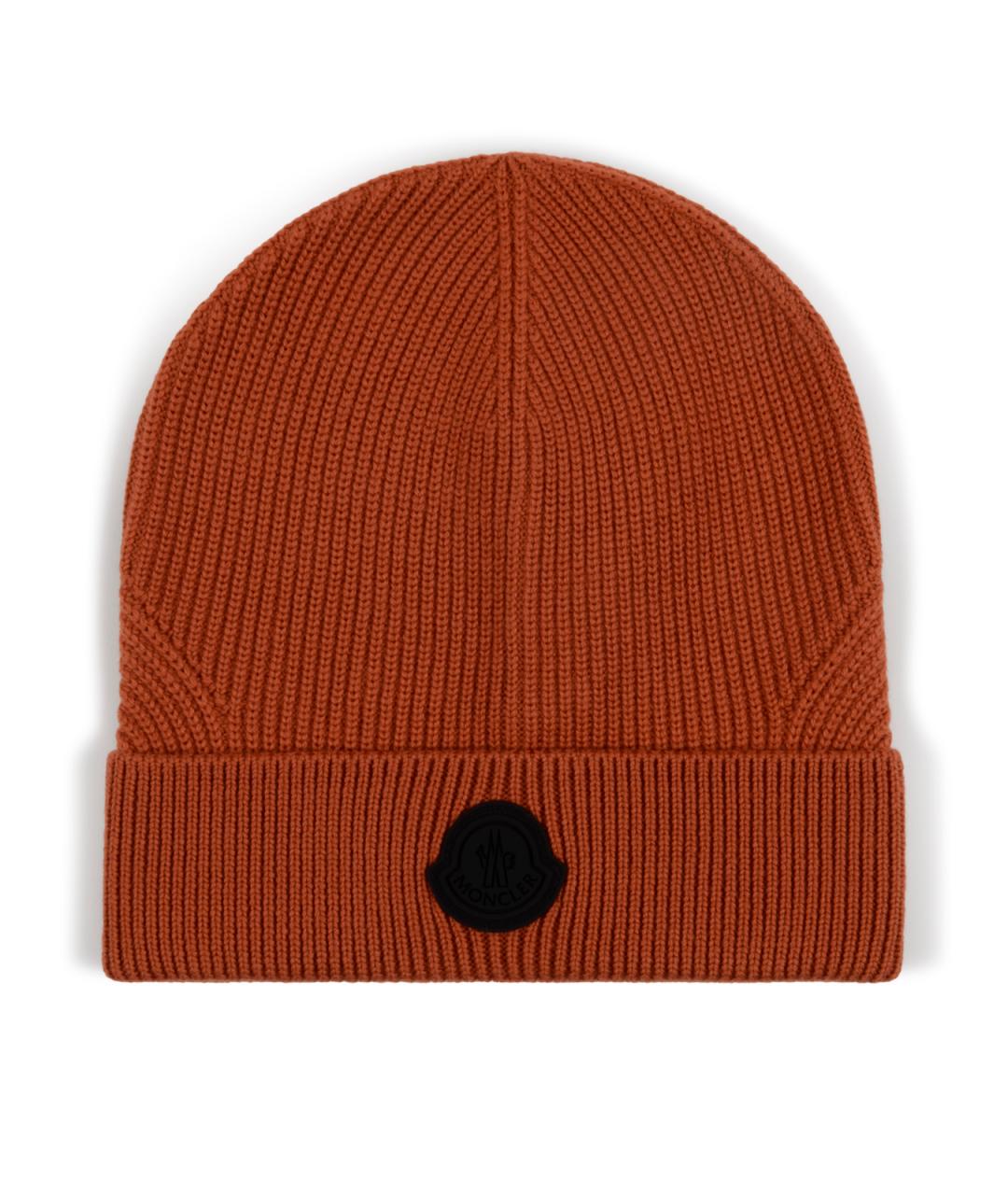 MONCLER Оранжевая шерстяная шапка, фото 1