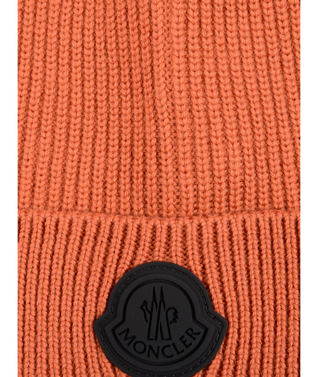 MONCLER Оранжевая шерстяная шапка, фото 3