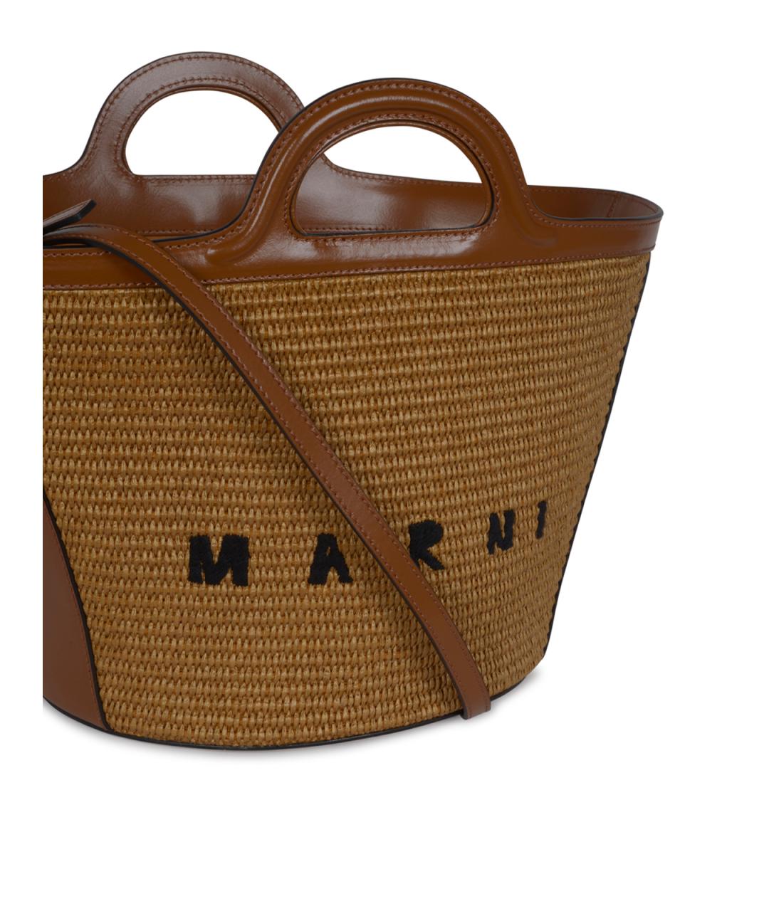 MARNI Коричневая пелетеная сумка тоут, фото 4