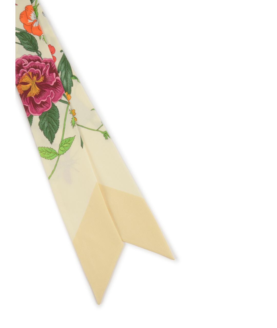 GUCCI Желтый шелковый шарф, фото 2