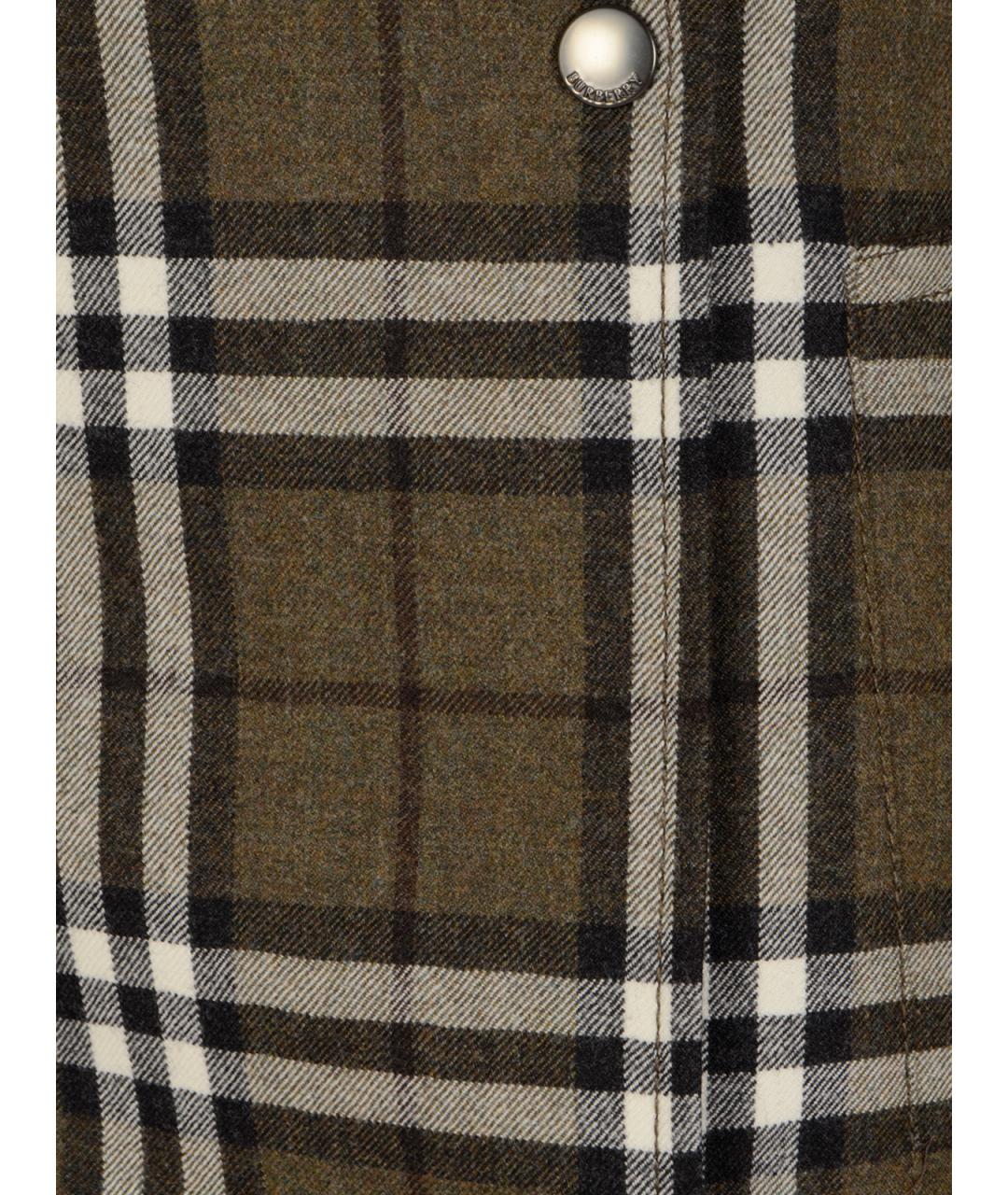 BURBERRY Зеленая шерстяная юбка мини, фото 3