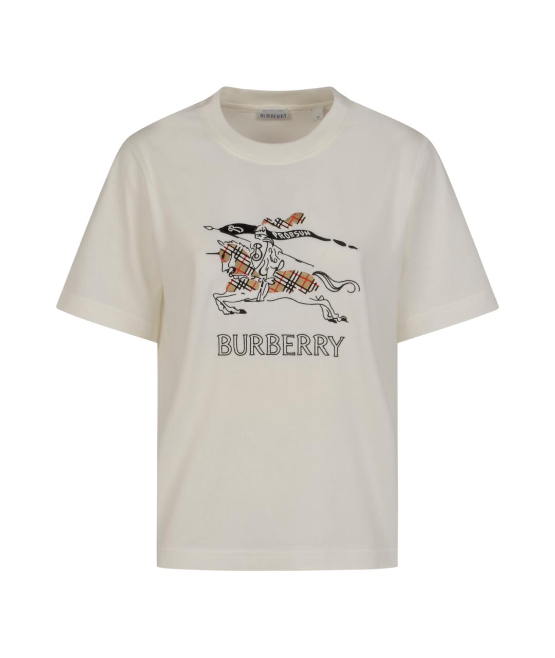 BURBERRY Белая хлопковая футболка, фото 1
