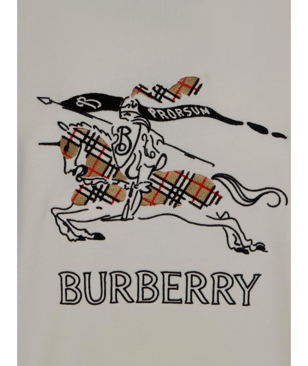 BURBERRY Белая хлопковая футболка, фото 3