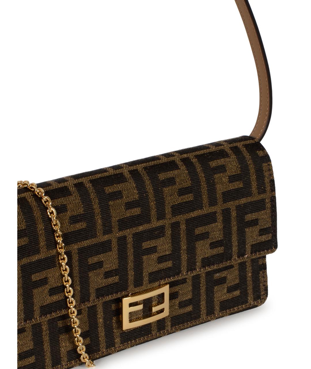 FENDI Коричневая жаккардовая сумка через плечо, фото 4