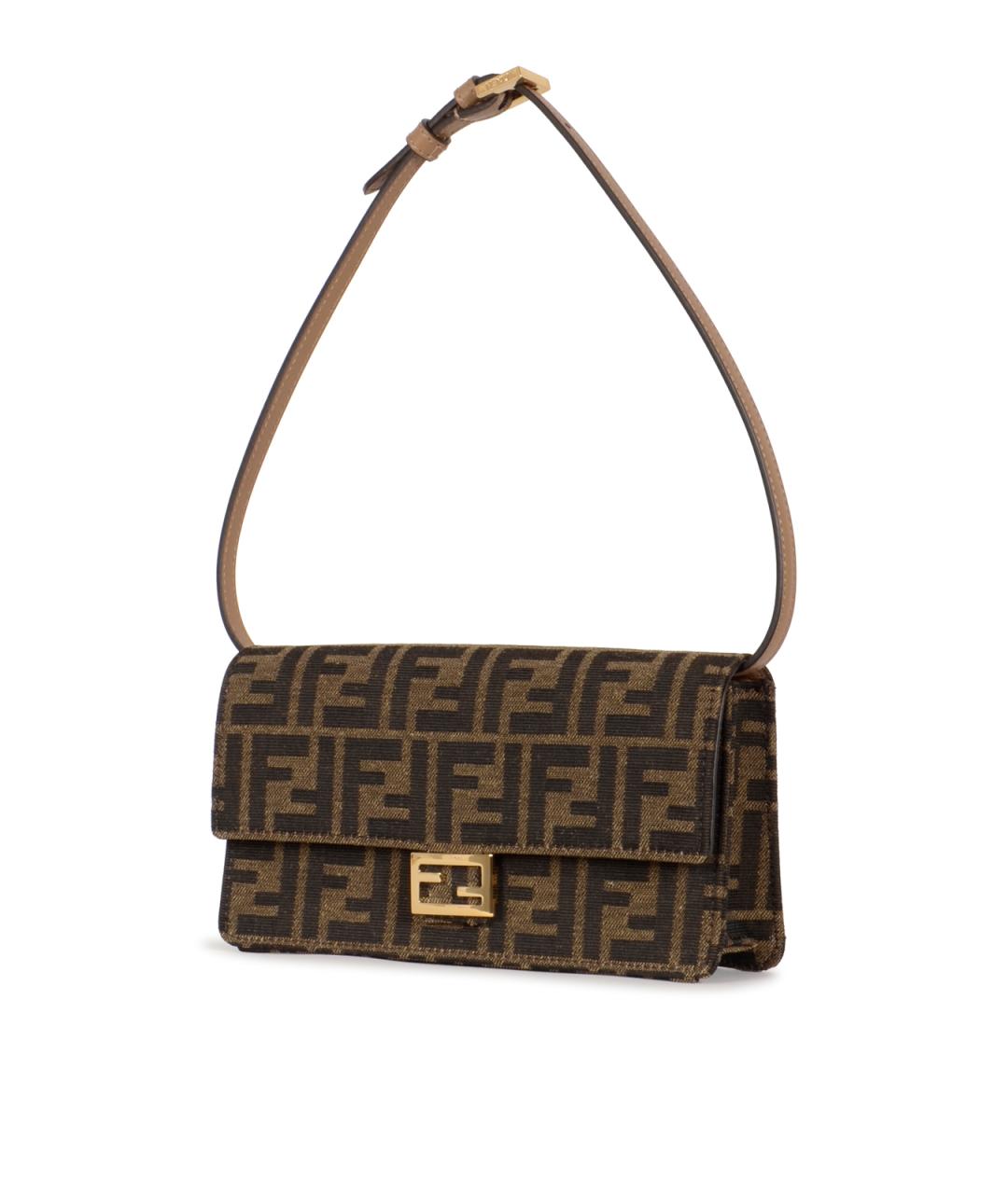 FENDI Коричневая жаккардовая сумка через плечо, фото 2