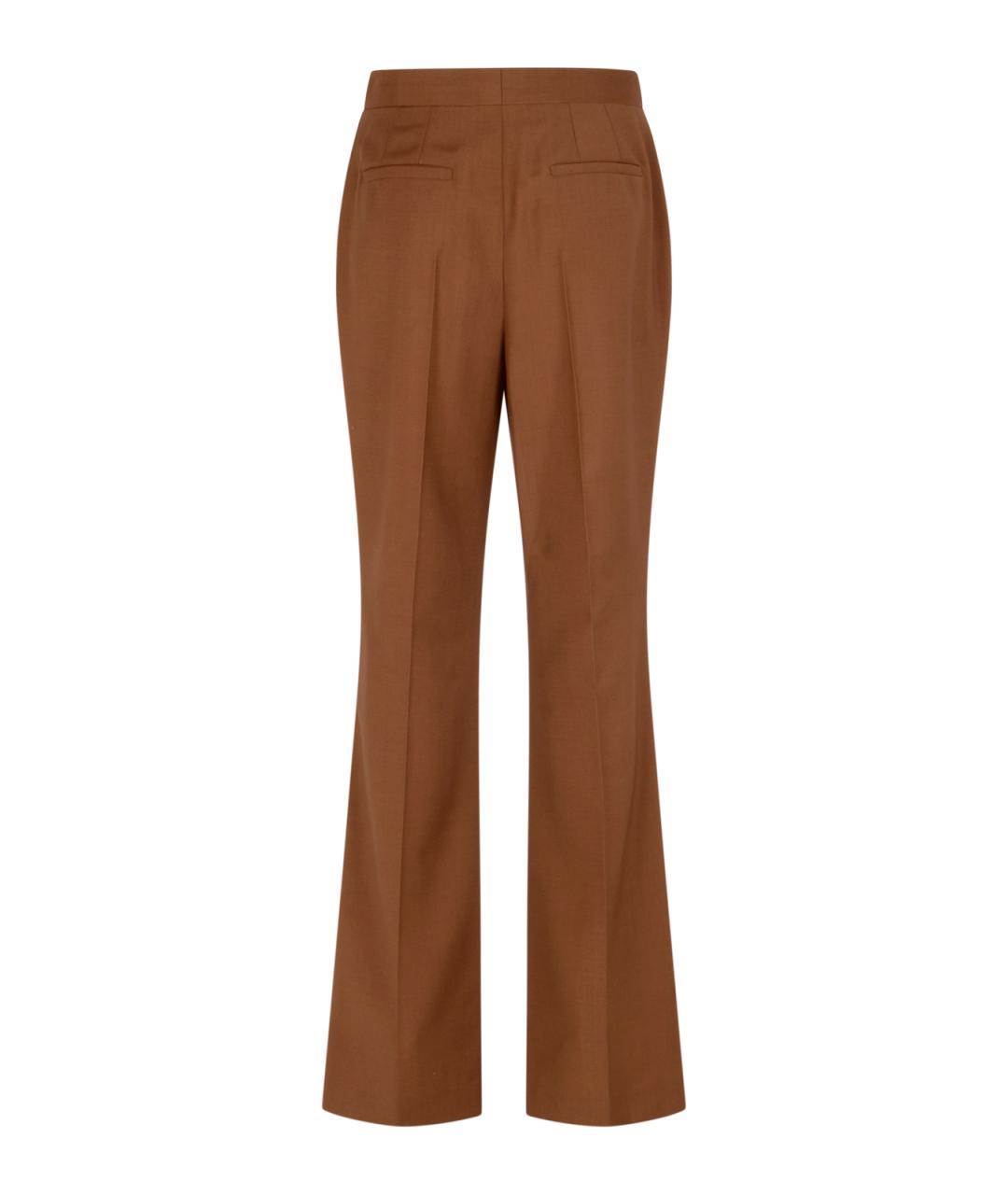 FENDI Коричневые шерстяные прямые брюки, фото 2