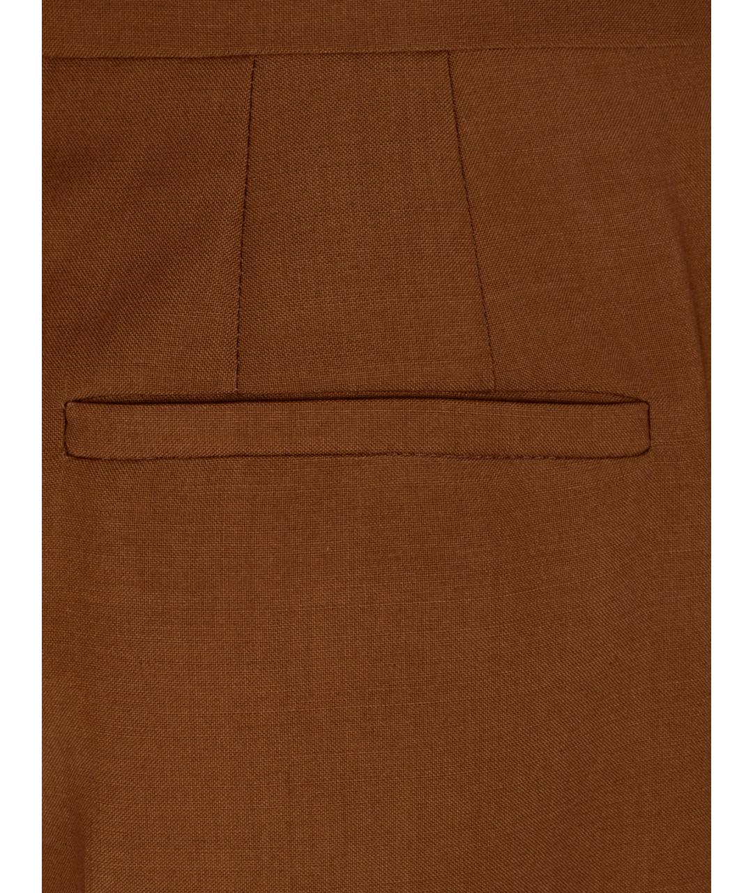 FENDI Коричневые шерстяные прямые брюки, фото 3