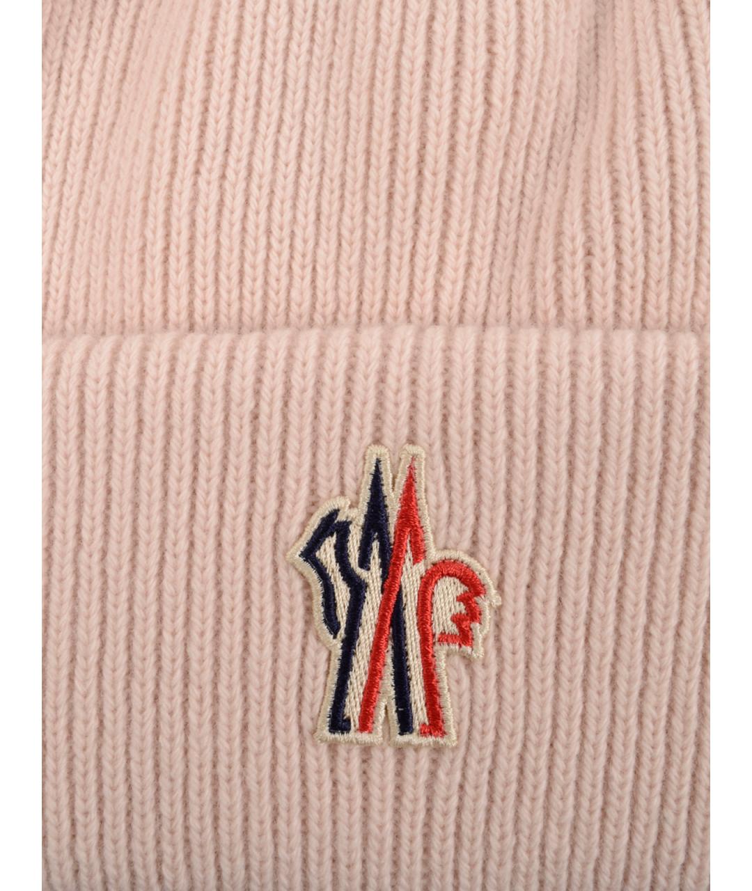 MONCLER GRENOBLE Розовая шерстяная шапка, фото 3
