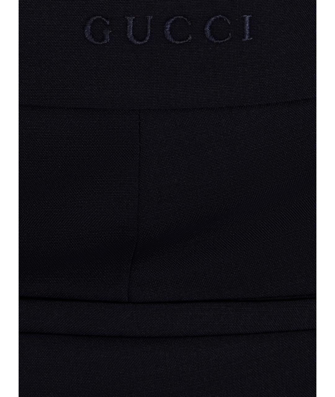 GUCCI Темно-синие шерстяные прямые брюки, фото 3