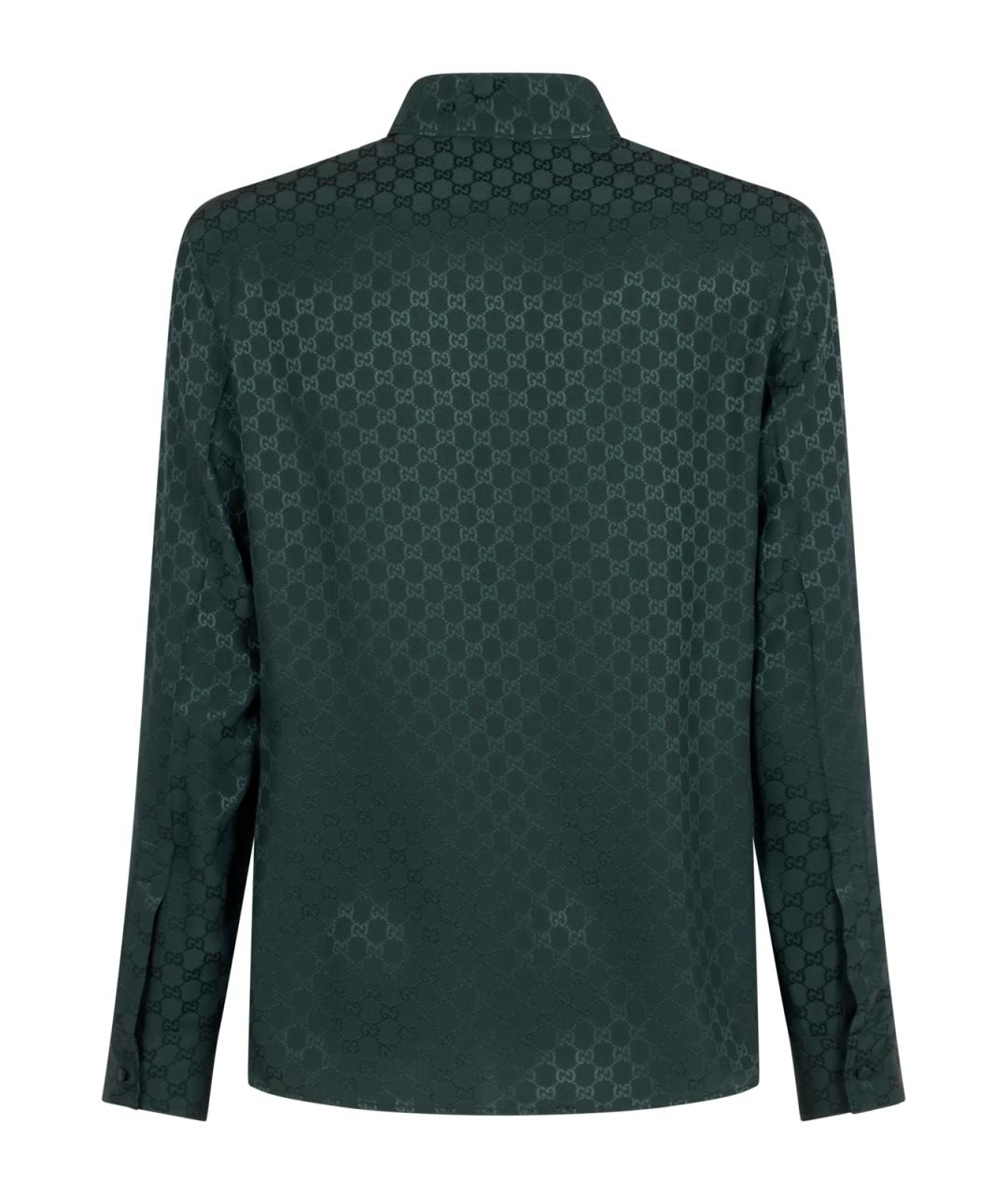 GUCCI Зеленая шелковая классическая рубашка, фото 2