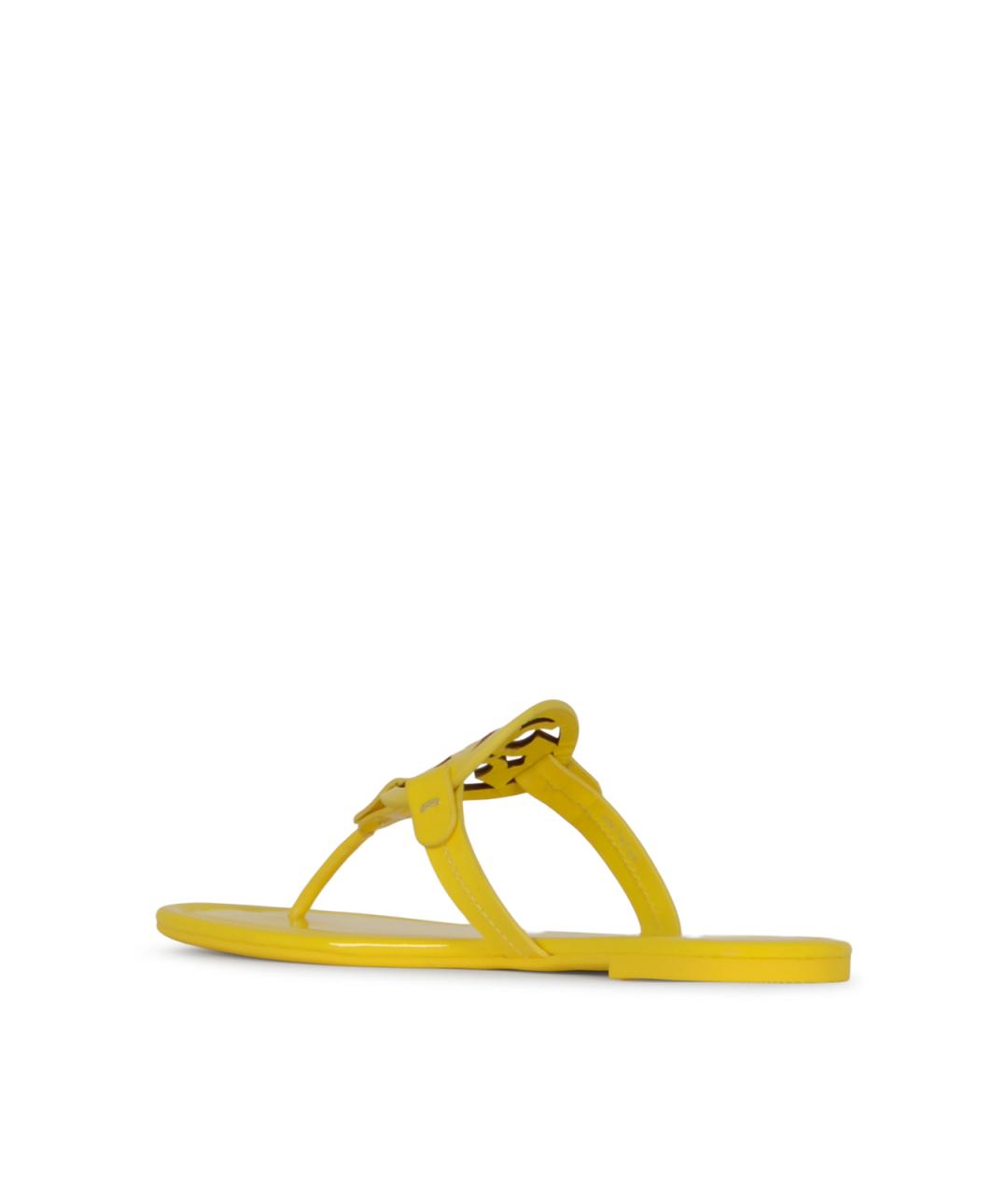 TORY BURCH Желтые кожаные шлепанцы, фото 3
