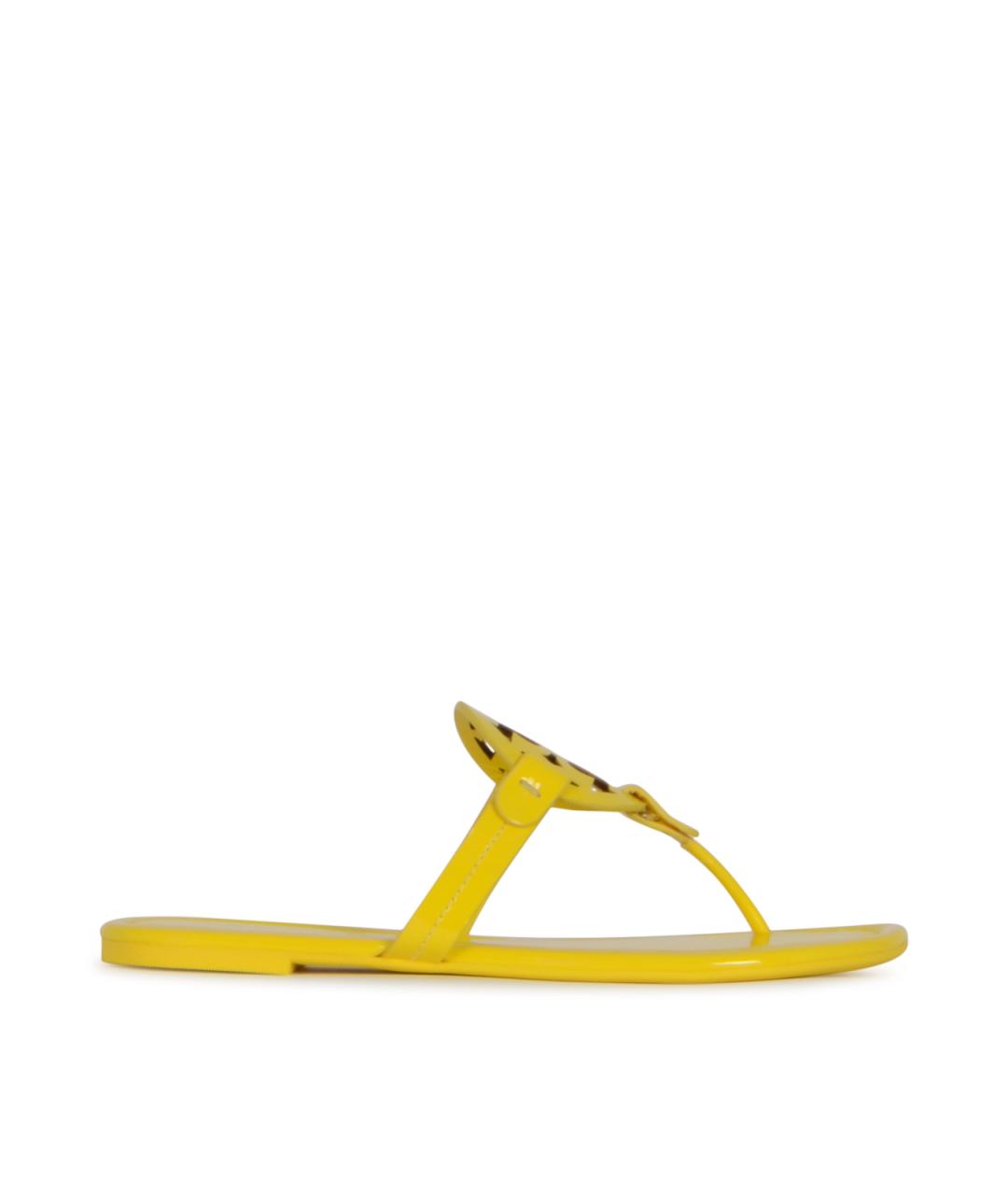 TORY BURCH Желтые кожаные шлепанцы, фото 1