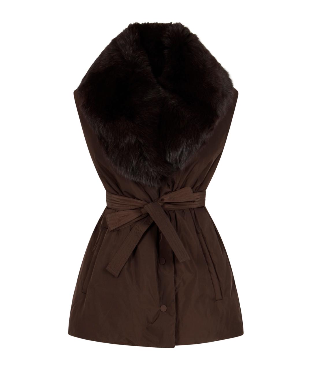 YVES SALOMON Коричневый полиэстеровый жилет, фото 1