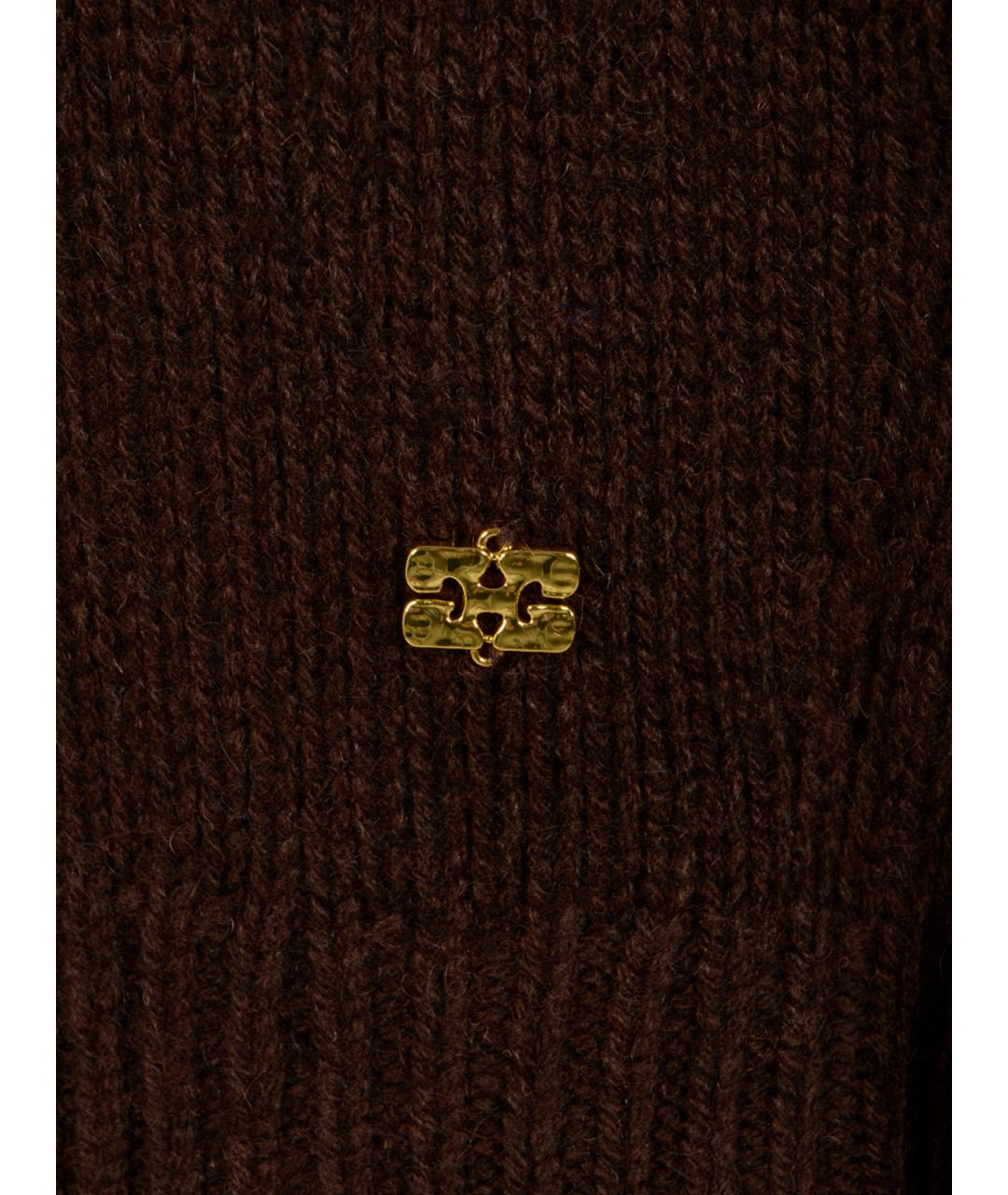 GANNI Коричневый шерстяной джемпер / свитер, фото 3