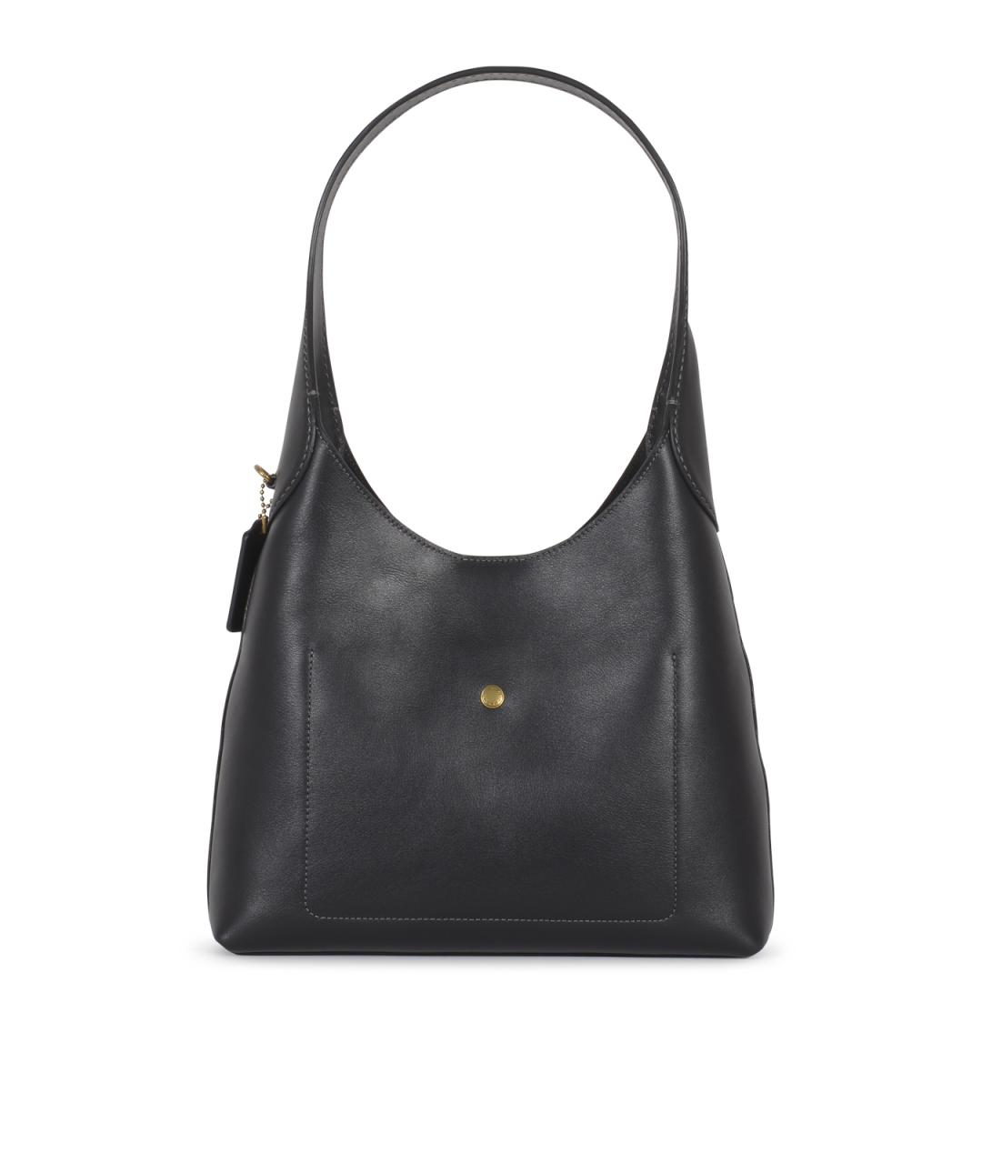 COACH Черная кожаная сумка тоут, фото 4