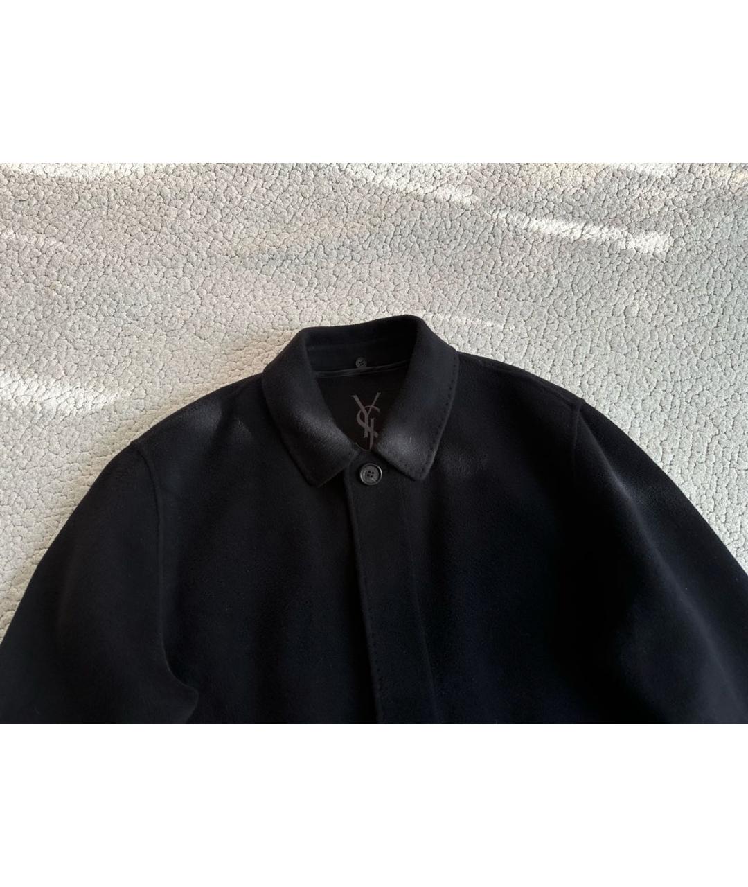 SAINT LAURENT Черное шерстяное пальто, фото 3