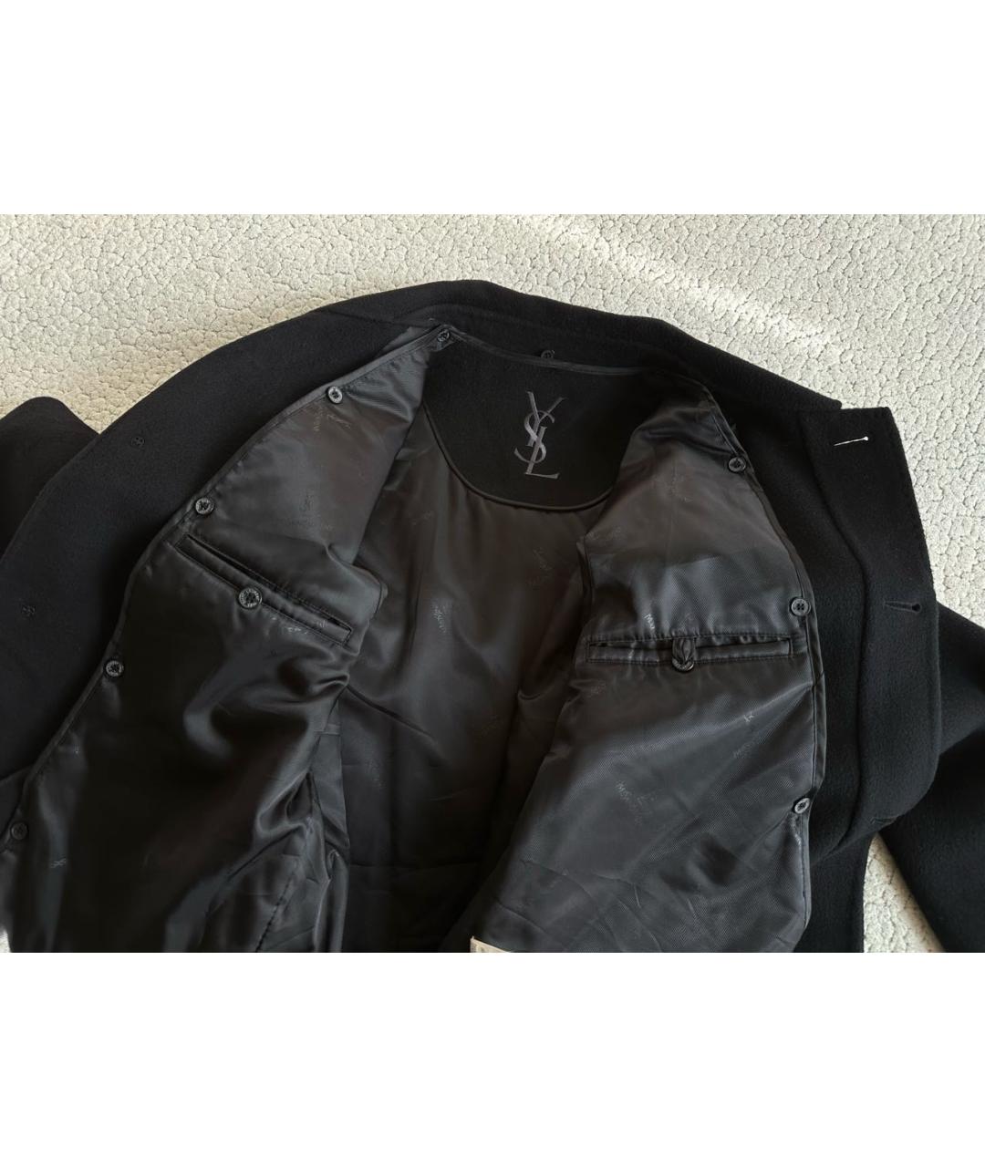 SAINT LAURENT Черное шерстяное пальто, фото 7