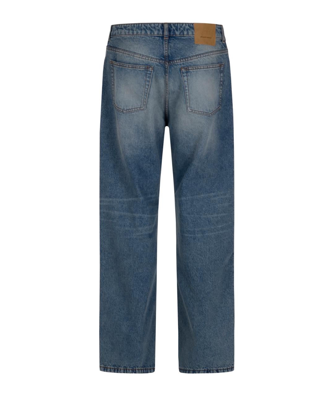 Ami Paris Синие хлопковые прямые джинсы, фото 2