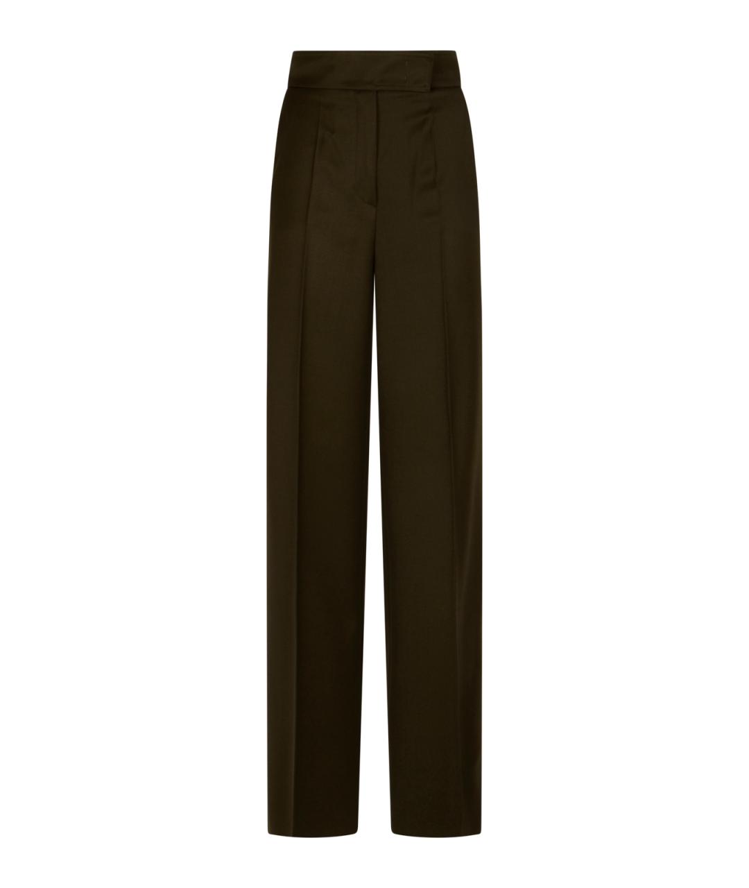 MAX MARA Зеленые шерстяные прямые брюки, фото 1