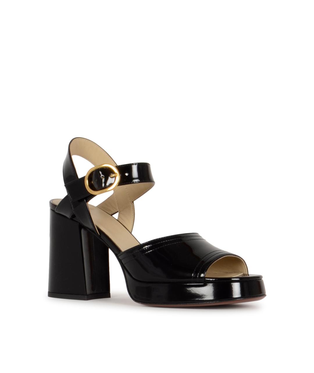 VALENTINO Черные босоножки из лакированной кожи, фото 4